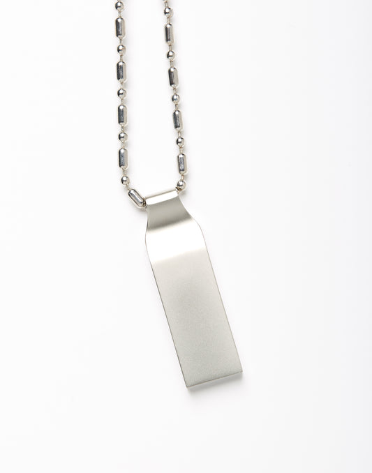 Minimalist Silver DJ USB Pendant Necklace