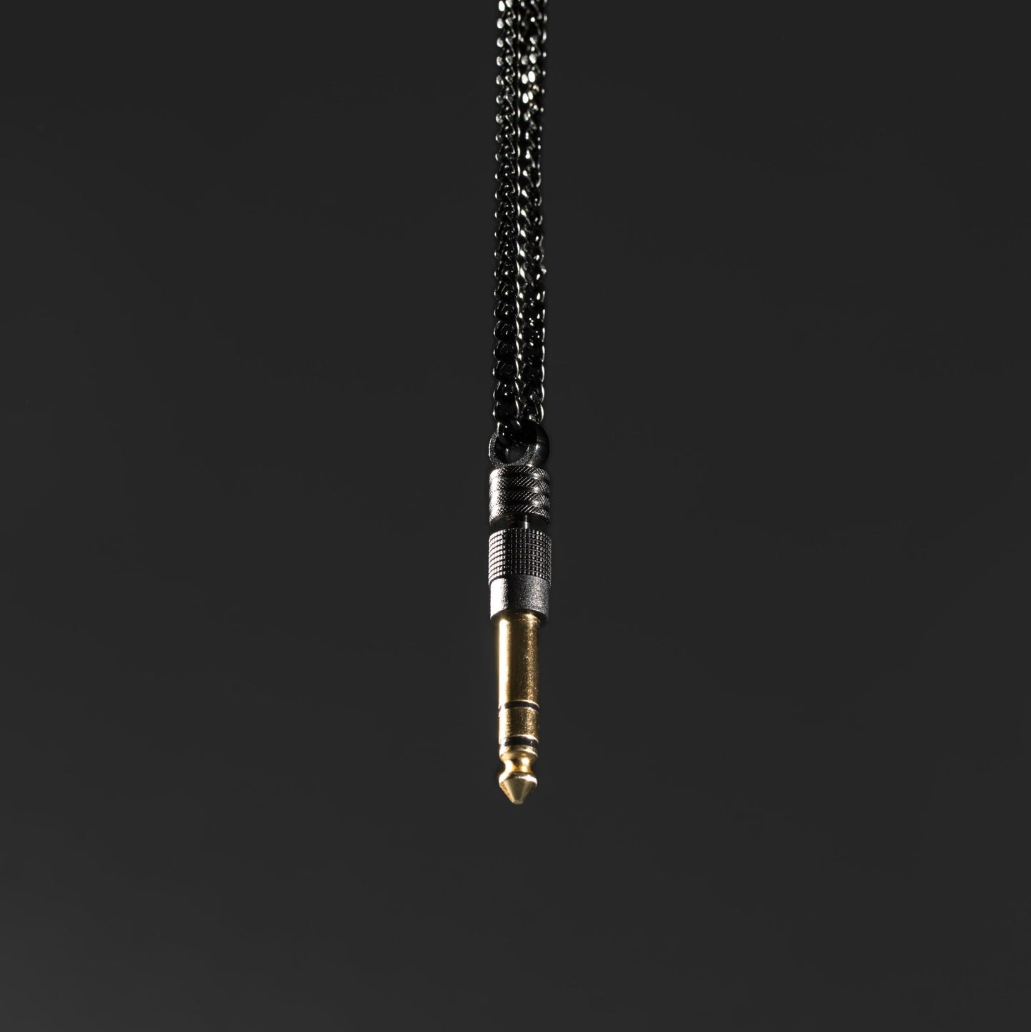 BLACK DJ Necklace with Functioning 1/4" Aux Adapter (Stainless Steel)