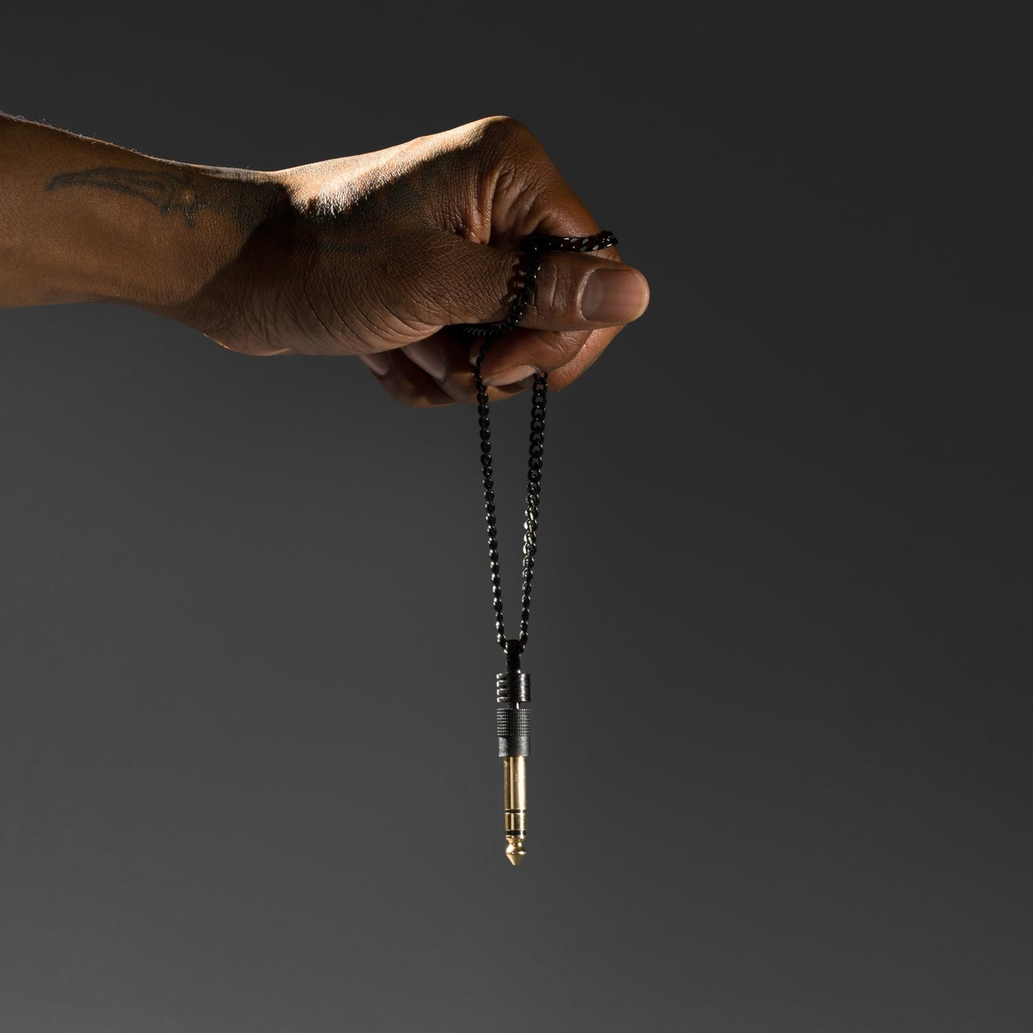 BLACK DJ Necklace with Functioning 1/4" Aux Adapter (Stainless Steel)