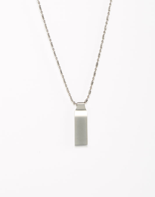 Minimalist Silver DJ USB Pendant Necklace