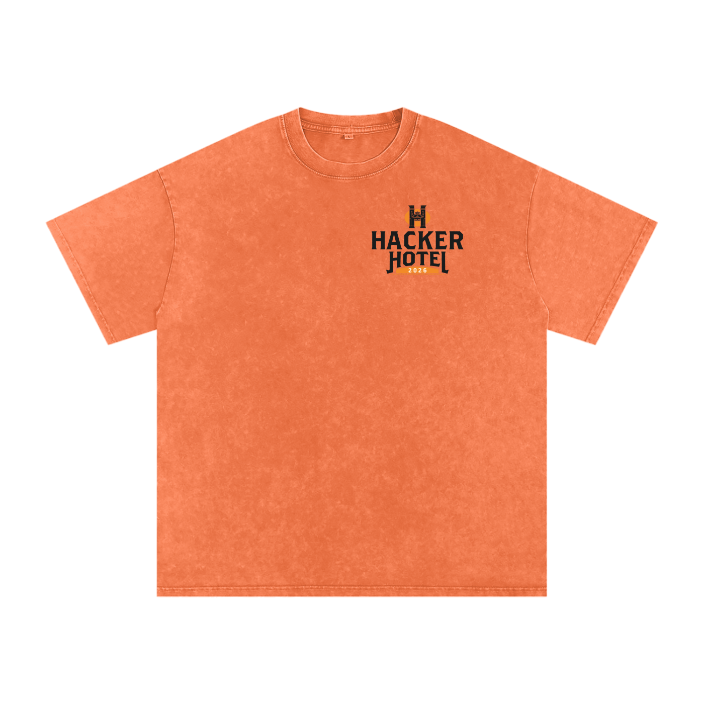 HACKER HOTEL 2026 | Orange Logo Snow Washed Oversized Cotton T-Shirt